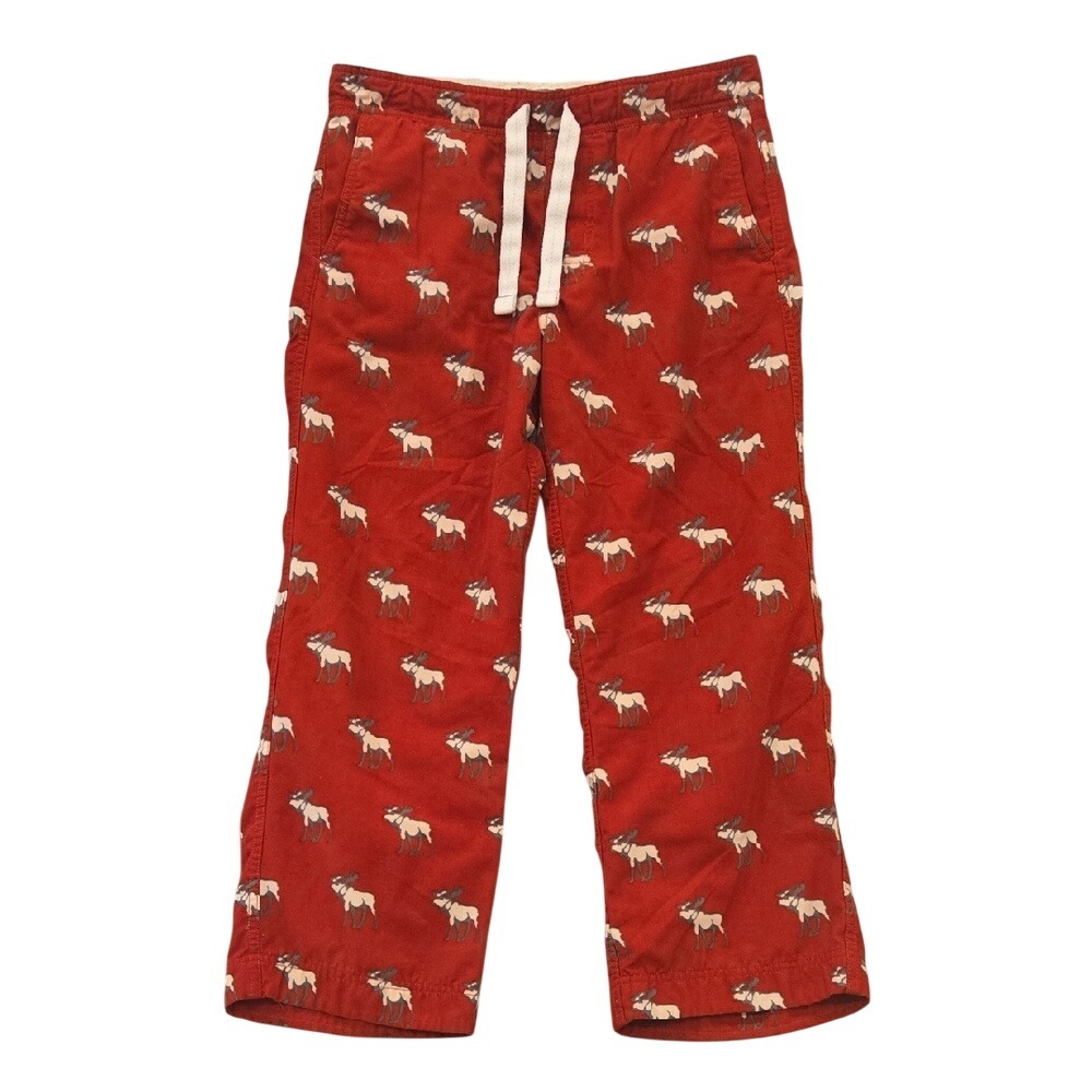 Abercrombie Kids Boy's Large Pajama Pants Bottoms Red Moose Print Flannel